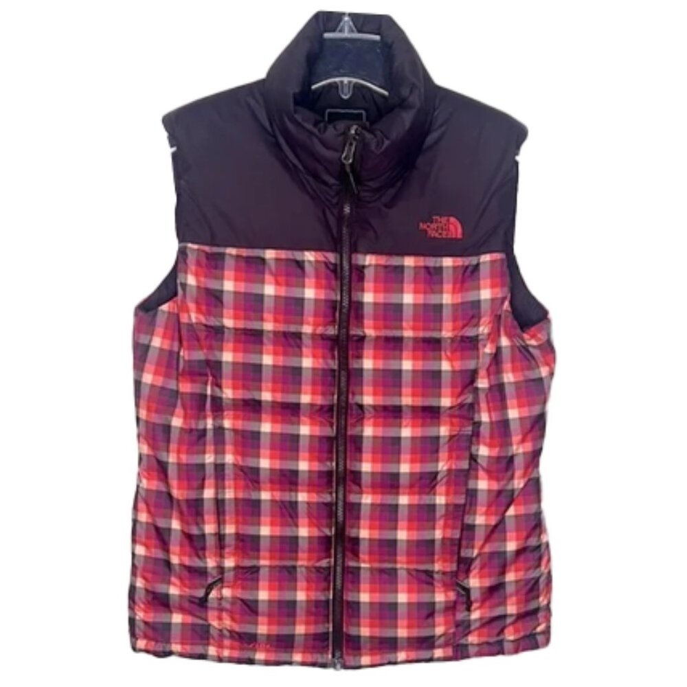 The North Face Purple & Red Plaid Down Vest